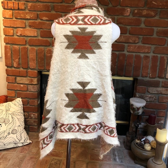 Italy Design High Low Aztec Native Vest Jacket M - Picture 9 of 12